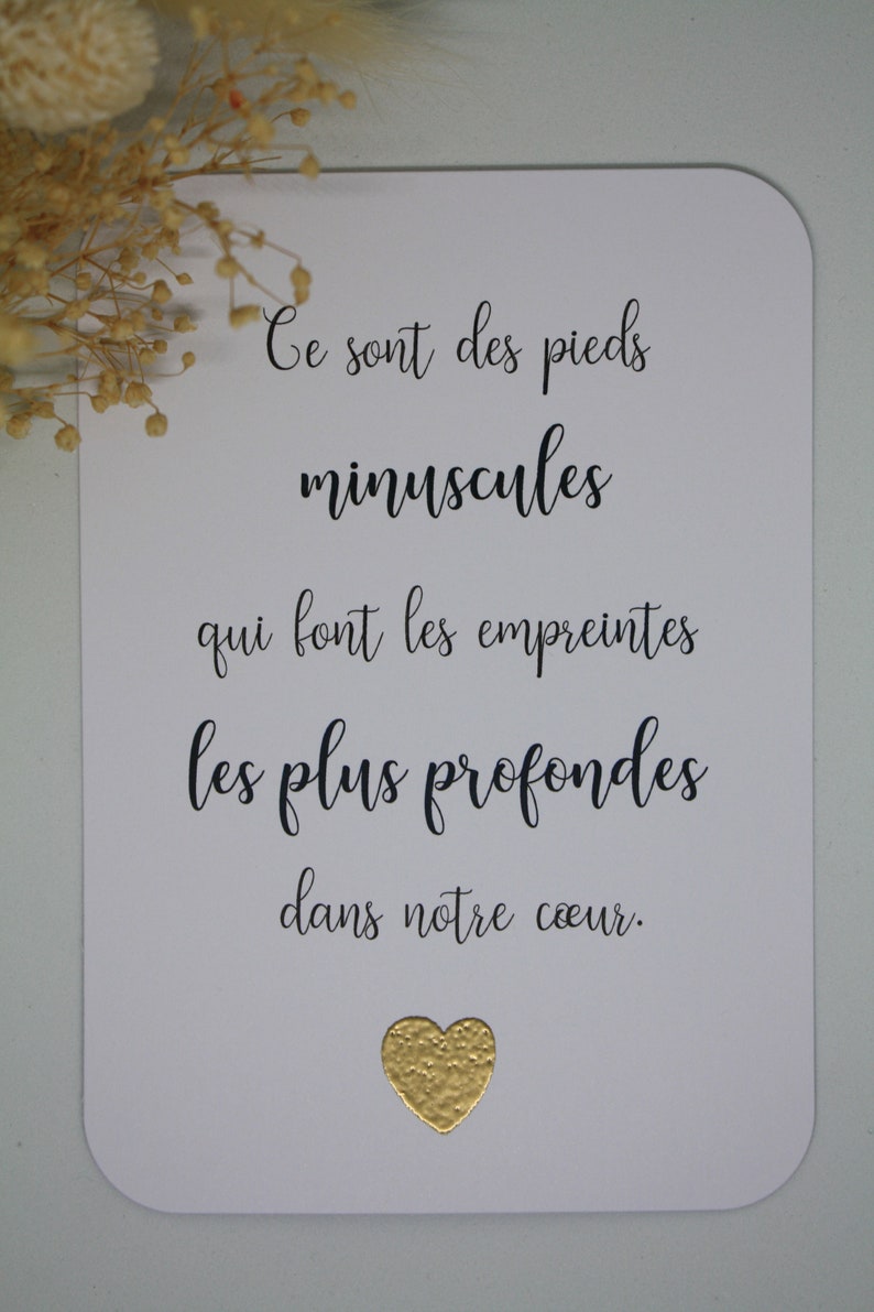 Amour Carte Encouragement, deuil, deuil périnatal. Ce sont des pieds minuscules qui font les empreintes les plus profondes dans notre cœur image 2