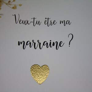 Carte Demande Marraine / Parrain avec cœur doré. Annonce grossesse, cadeau. image 2