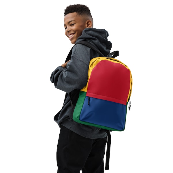 90s Color Block Backpack with laptop pocket