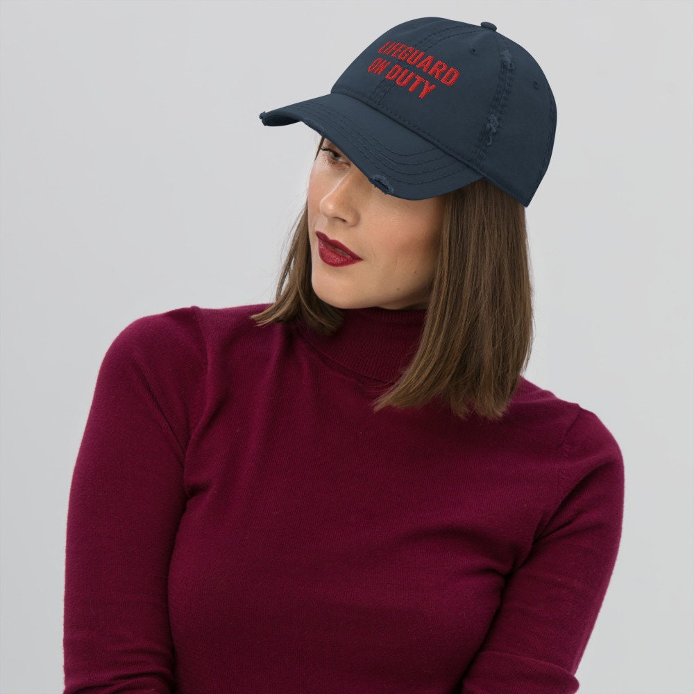 Lifeguard Vintage Baseball Cap - Embroidered Cotton Adjustable Dad Hat, Distressed Black Style
