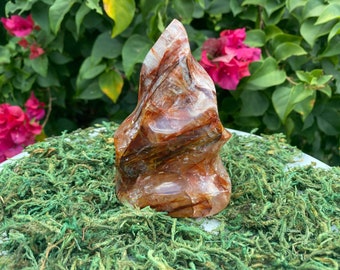 Fire Quartz Freeform Crystal Spire ~ Blood Iron Crystal Quartz ~ Hematoid Quartz Crystal