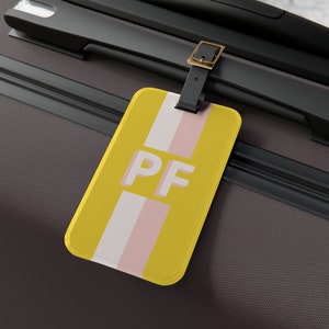 Custom Luggage Tag with Initials, Shadow Monogram Carry-on Luggage for Mr and Mrs, Personalized Luggage Tag Honeymoon Travel Gift image 2