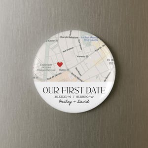 Imán para nevera con mapa de nuestra primera cita, mapa de coordenadas personalizado, regalo de aniversario con mapa de la ciudad, imán de recuerdo con mapa de boda, dónde nos conocimos