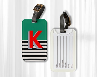 Custom Monogram Acrylic Luggage Tag, Shadow Monogram Travel Luggage Tags, Personalized Carry-on Luggage Tag, Stripe Luggage tag With Initial