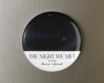 Personalized The Night We Met Magnet, Custom Star Map by Date Fridge Magnet, Constellation Night Sky Map Wedding Anniversary Gift For Couple