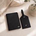 Personalized Black Leather Passport Holder and Luggage Tag, Custom Passport Cover and Luggage Tag with Initials, Monogram Leather Travel Set product logo