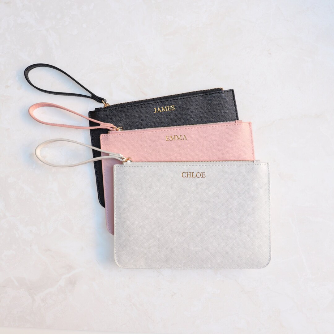 Personalized Leather Clutch Purse Custom Bridesmaid Clutch Etsy