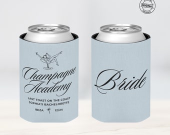 Personalized Blue Coastal Bachelorette Party koozies, Custom Last Toast On The Coast Bachelorette Coozies, Beach Bridal Shower Beer Koozies