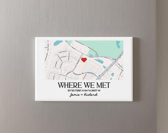 Imán personalizado con mapa de dónde nos conocimos, imán para nevera con mapa de ubicación personalizado, regalo de aniversario con mapa de boda, mapa con coordenadas para regalo de pareja