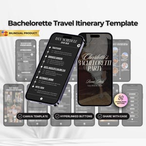 Bachelorette Travel Mobile Itinerary Template, Editable Bachelorette Weekend Itinerary, Girls Trip Itinerary, Elegant Bachelorette Planner