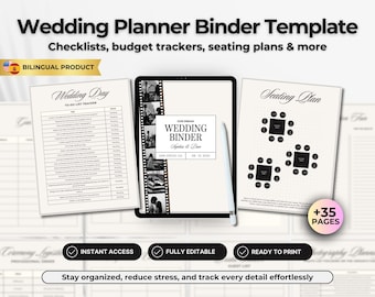 Wedding Planner Binder Template: Bilingual Digital Organizer