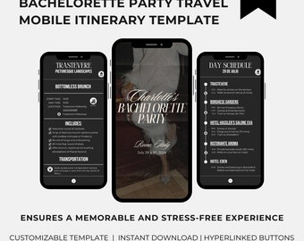 Bachelorette Party Travel Mobile Itinerary Template, Customizable Bachelorette Itinerary Template, Bachelorette Weekend Itinerary Template
