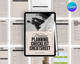 Wedding Planning Checklist Cheatsheet Canva Template, Custom Wedding Planning Guide, Wedding Planner Printable, Digital Wedding Planner Book