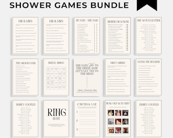 Minimalist Bridal Shower Games Bundle, Editable Hen Party Games Instant Download, Wedding Shower Games Printable, Funny Bachelorette Games