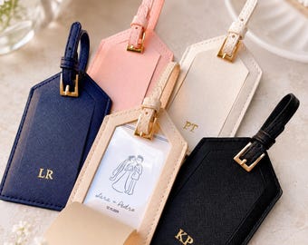 Leather Luggage Tags Personalized With Inserted Cards, Custom Bulk Luggage Tags, Luggage Tags Wedding Favor, Destination Wedding Favors
