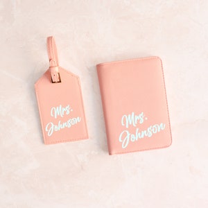 Custom passport holder and luggage tags gif for bridesmaids, bride to be leather passport cover and tag, will you be my bridesmaid gift image 4