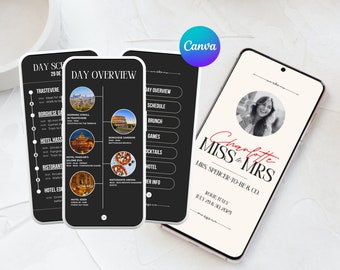 Bachelorette Party Travel Mobile Itinerary Template, Canva Editable Bachelorette Itinerary, Digital Minimal Bachelorette Weekend Itinerary