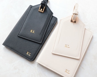 Personalised Passport Holder Set, Personalised Passport Cover, Personalised Luggage Tag, Travel Set, Bridesmaid Gift, Gift for Her, Wedding