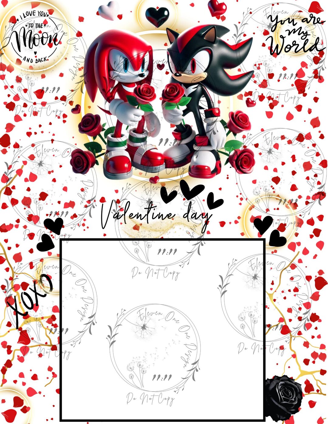 Sonic, Shadow, Knuckles Valentines Day Card PNG 8.5x11 - Etsy