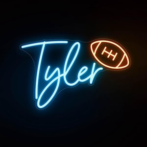 Letrero de neón de fútbol, letrero LED deportivo para niños, decoración de pared de guardería, letrero de neón con nombre personalizado, letrero de neón personalizado, regalo de cumpleaños, letrero iluminado