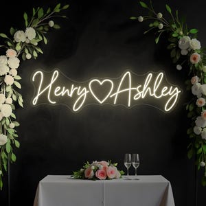 Letrero de neón LED, letrero de boda, letreros de neón con nombre, letrero de neón personalizado, letrero de luz de neón, decoración de boda personalizada, letrero de neón rústico, letrero de neón para exteriores