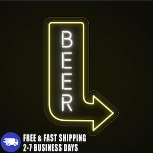 Vertical Beer Neon Sign Gift for Dad, LED Bar Sign Men Garage Decor, Pub Neon Advertising Sign, Beer Lover Brother in Law Gift