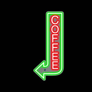 Placa de seta vertical neon à prova d'água para áreas externas, placa de publicidade neon personalizada para cafeterias, placa de LED neon para anúncios externos para cafés