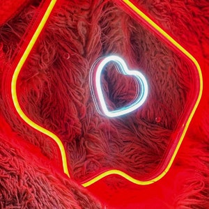 Heart neon sign Like red & pink neon sign wall decor, neon sign preppy room decor or Neon lights sign wedding Heart light as led wall art image 2