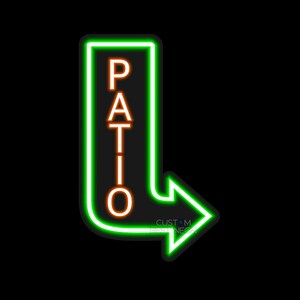 Letrero de neón para patio, letrero LED personalizado para patio, decoración impermeable para patio exterior, decoración de pared para patio con piscina, letrero de neón con flecha, regalos para él