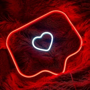 Heart neon sign Like red & pink neon sign wall decor, neon sign preppy room decor or Neon lights sign wedding Heart light as led wall art image 1