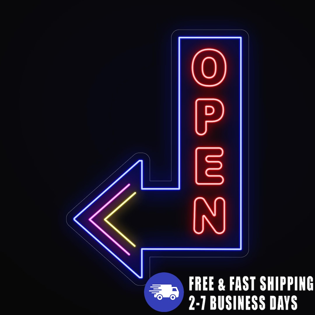 Outdoor Led Open Pointing Arrow Sign for Stores, Illuminated Open ...