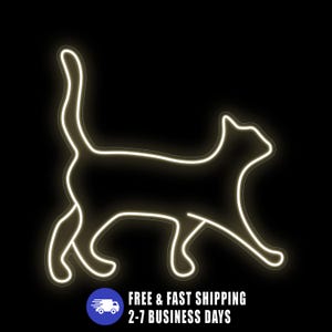 Cat Neon Sign Wall Art, Custom Neon Wall Art, Cute LED Wall Light for Pet Lovers, Cat Wall Decor, Kids For Gifts, With Remote, Free Shipping