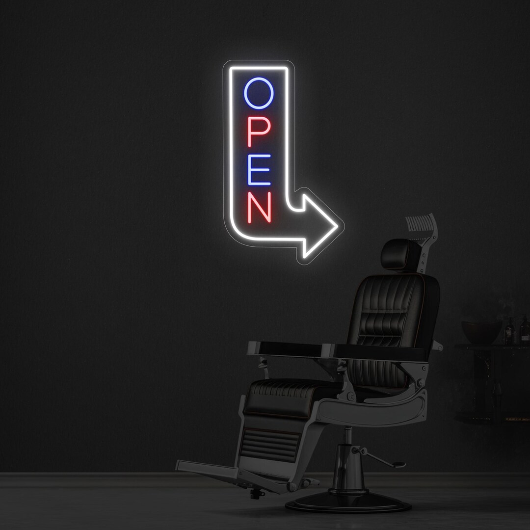 Barber Shop Open Neon Sign Wall Art Arrow of Light, Salon Neon Open ...
