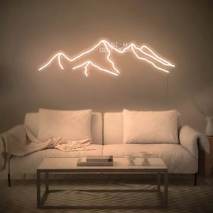 Letrero de neón de montaña, letrero LED de montaña, arte de pared de montaña iluminado, luces de pared de montaña, decoración de pared de montaña en varios colores, regalo de cumpleaños