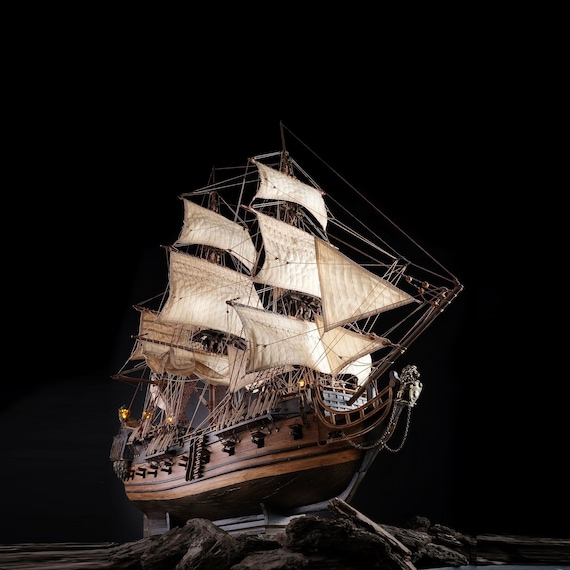 Wooden Ship Art Gift for Men Best Office Decor Boat Gift for Etsy