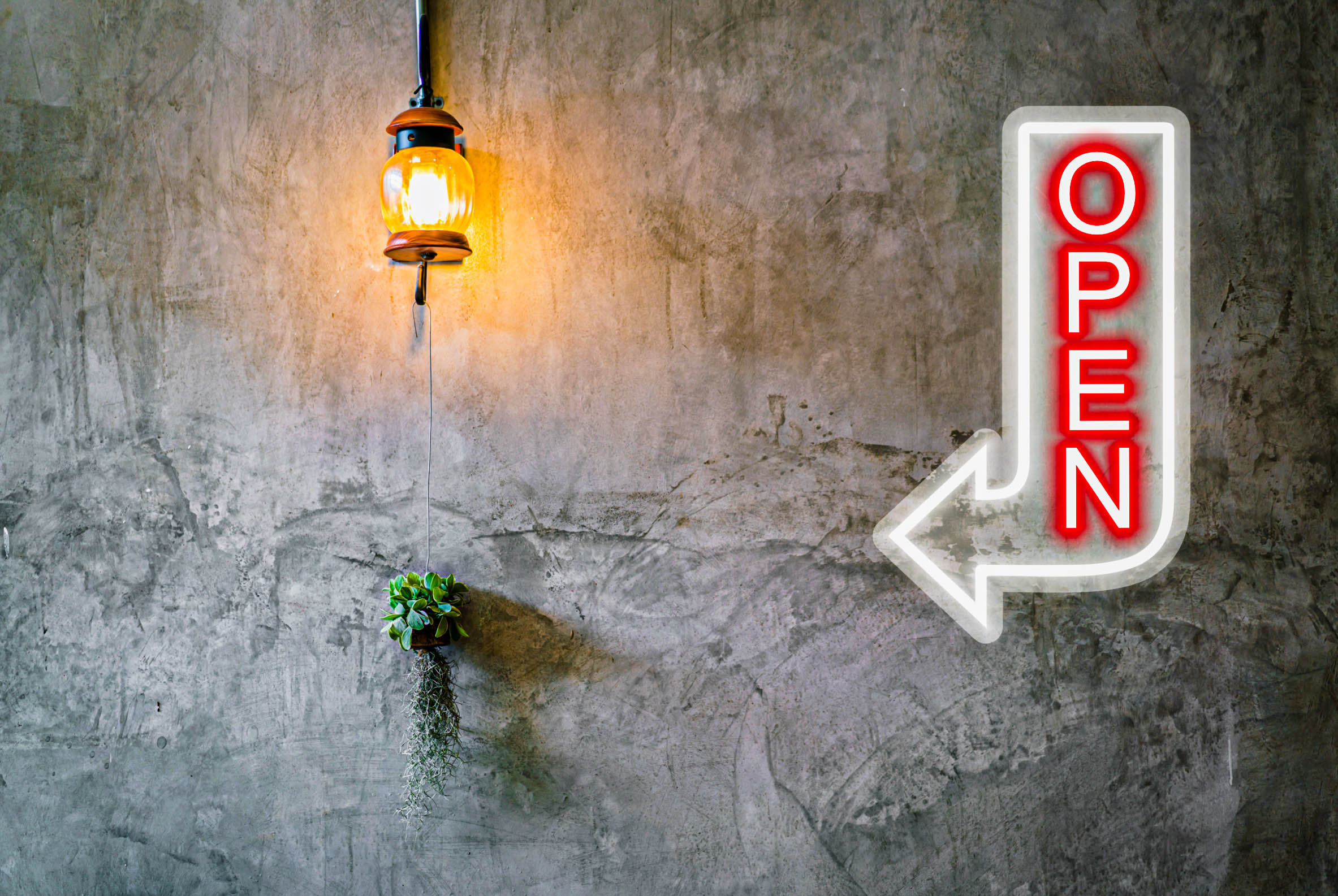 Vertical Open Neon Sign With Arrow for Business, Outdoor Open Sign Bar