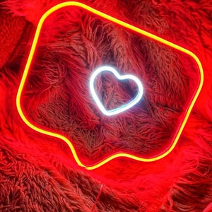 Heart neon sign Like red & pink neon sign wall decor, neon sign preppy room decor or Neon lights sign wedding Heart light as led wall art image 4