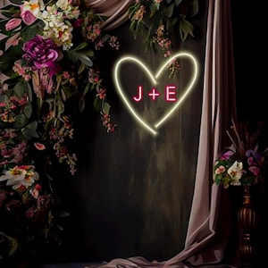 Love Neon Sign, Heart Neon Sign, Minimalist Heart LED Neon Sign, Initials Neon Sign, Bedroom Neon Light, Anniversary Gift, Wedding Neon Sign