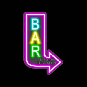 Letrero de neón personalizable con flecha para bar al aire libre, letrero LED de neón grande, letrero impermeable para tienda, letrero de bar colorido, texto personalizado