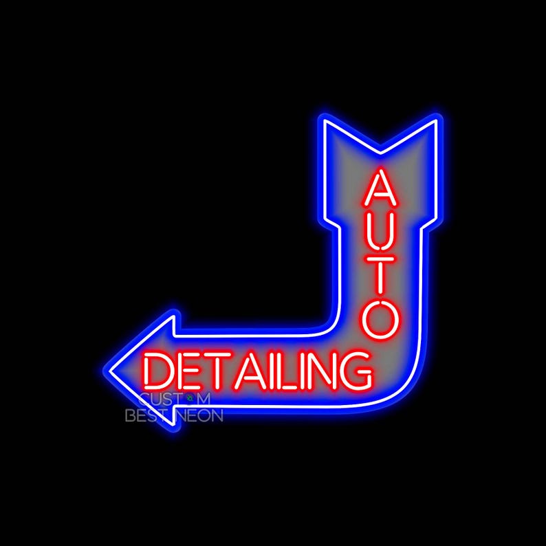 Outdoor Arrow of Light Car Wash Auto Detailing Neon Sign, Car Detailing