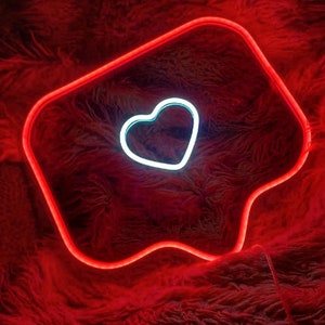 Heart neon sign Like red & pink neon sign wall decor, neon sign preppy room decor or Neon lights sign wedding Heart light as led wall art image 3