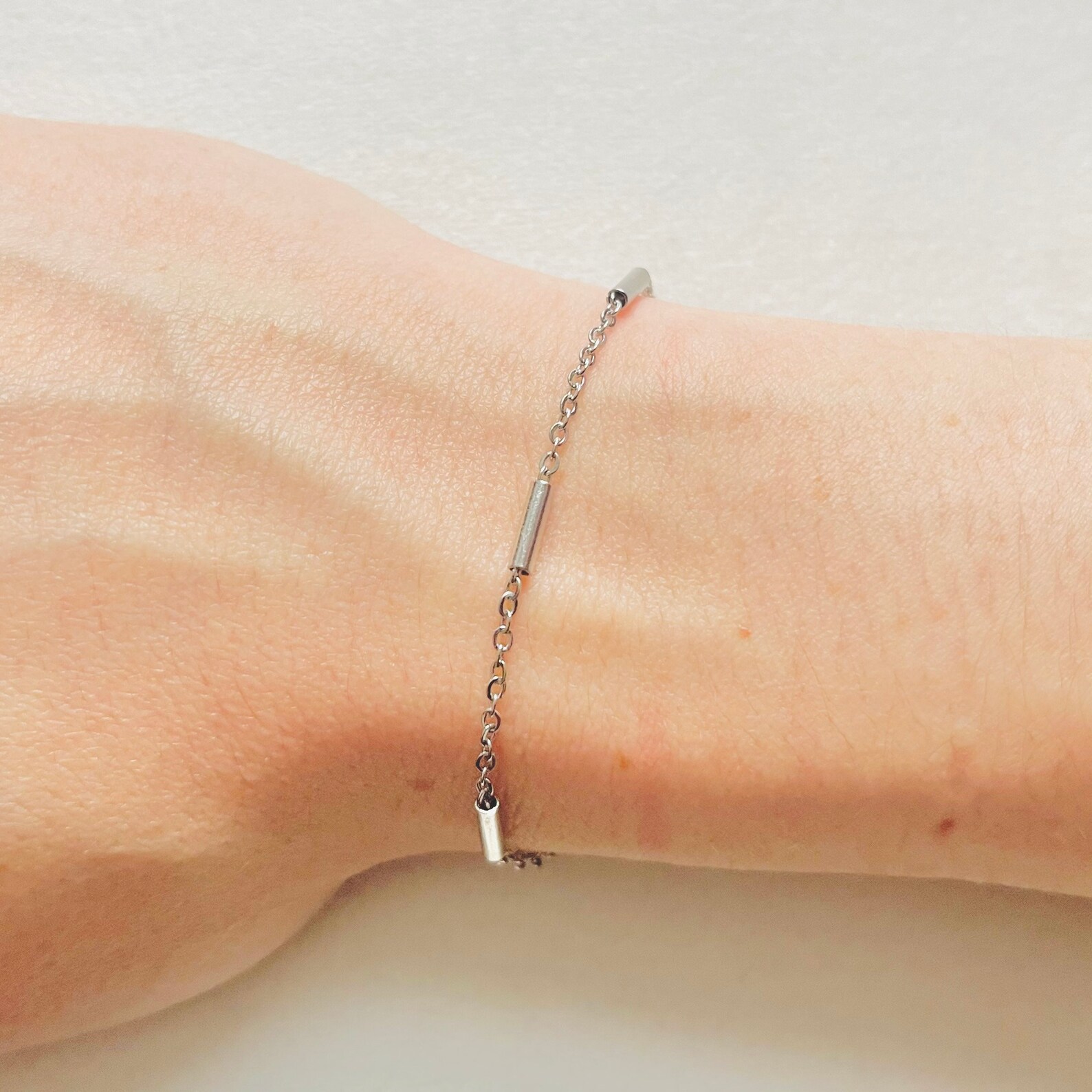 Bracelet minimalist stainless steel silver Etsy