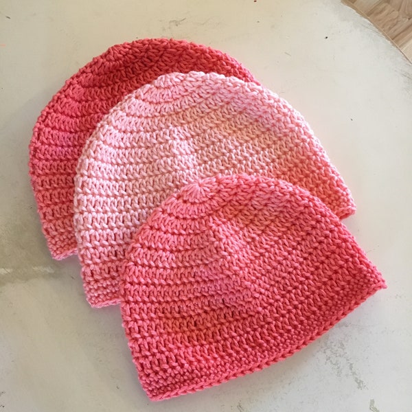 Ombre Beanie Instant Download PDF Pattern, Gender Neutral, Baby to Adult Sizes, Simple, Basic, and Easy To Make Pattern, Customizable