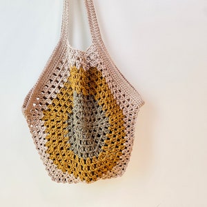 Hexagon Market Bag Instant Download PDF Pattern, Fashion Market Tote Bag, Reusable Market Bag, Quick and Easy Crochet Market Bag