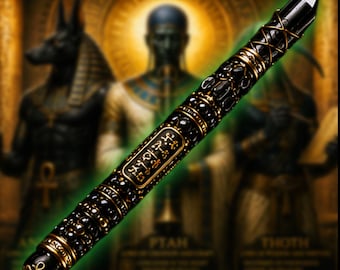 Wand of Ptah | Handmade Kemetic Ritual Wand | Sacred Creation and Manifestation Tool | Wireless Rechargeable LED Multicolor w/Remote Control
