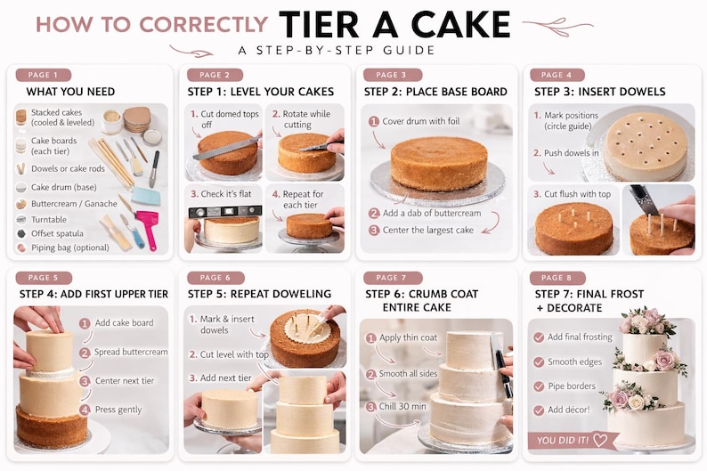 Level Cake How to Correctly Tier a Cake – Professional Step-by-step Cake Stacking ...