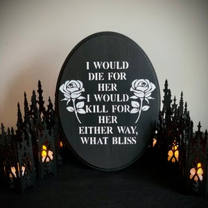 Gomez Addams sign, gothic wall art, goth decor, home decor, macabre decor, spooky wall art, haunting sign, painted wood