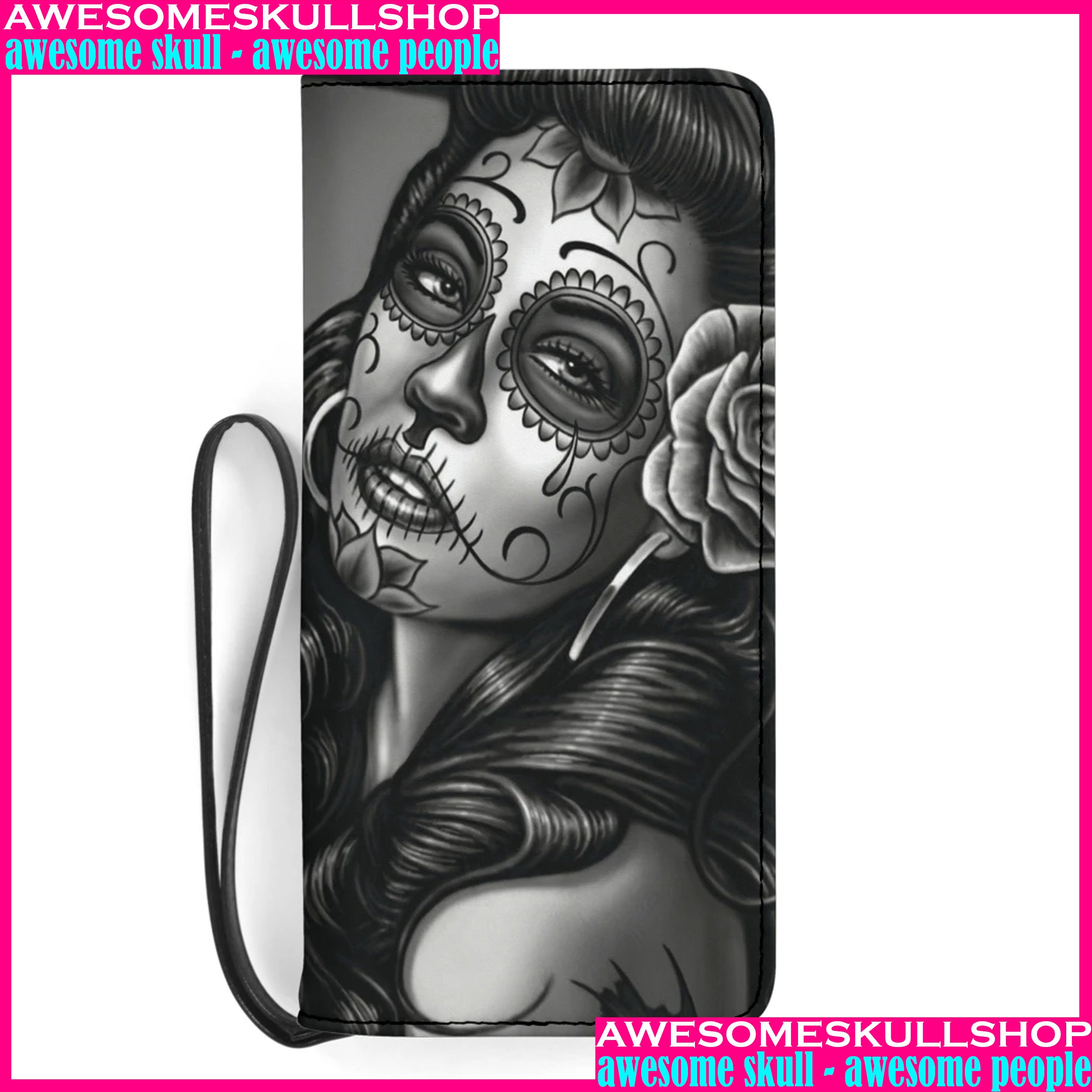 sugar skull handbag skull wallet sugar skull Halloween wallet Sugar skull day of the dead Mexican skull girl clutch wallet purse bag