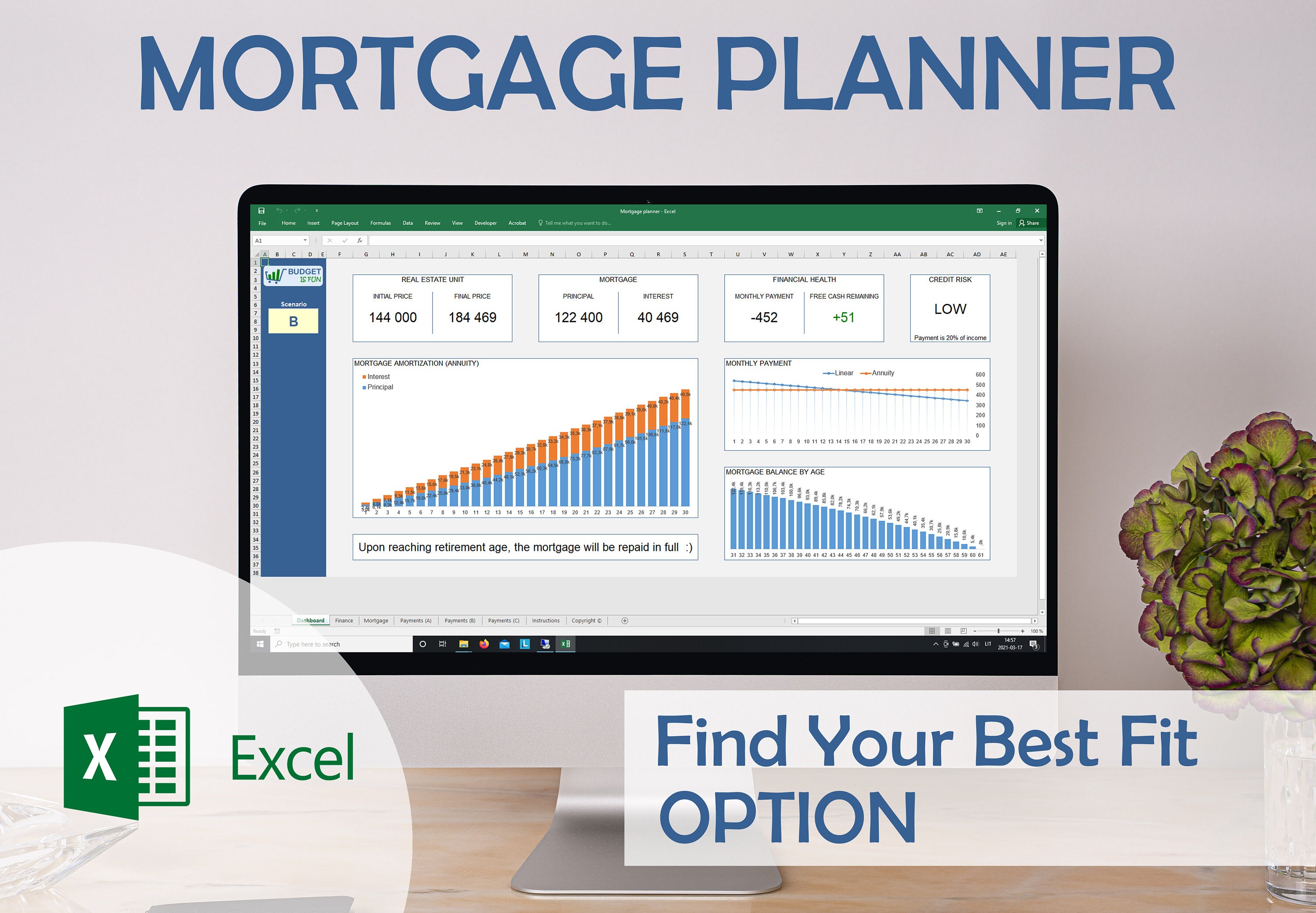 Excel Mortgage Template Mortgage planner Loan calculator Etsy
