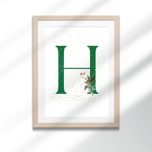 Christmas Letter H | Christmas Capital Letter | Green Letter H | Bedroom Letter | Holiday Season | Christmas Gift | Digital Download